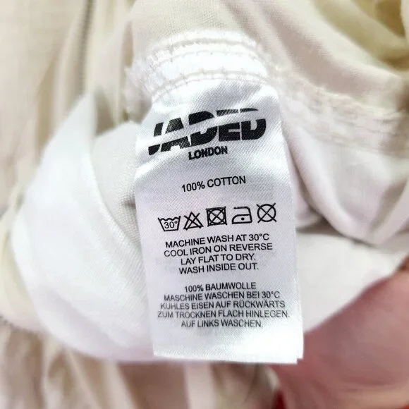 Jaded London Ecru Parachute Cargo Pants Size Small Baggie 30" Elastic Waist - Picture 9 of 15